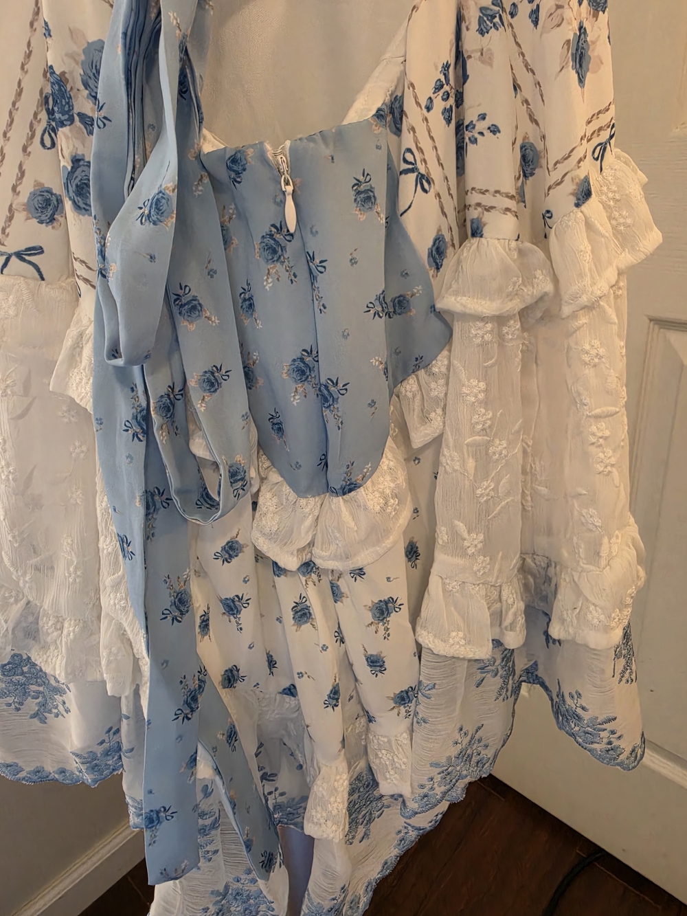 Altar'd State Blue & White Lotus Patchwork Mini Dress - Picture 6 of 7